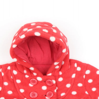George Girls Red Polka Dot  Overcoat Coat Size 0-3 Months
