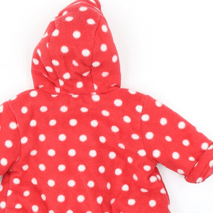 George Girls Red Polka Dot  Overcoat Coat Size 0-3 Months