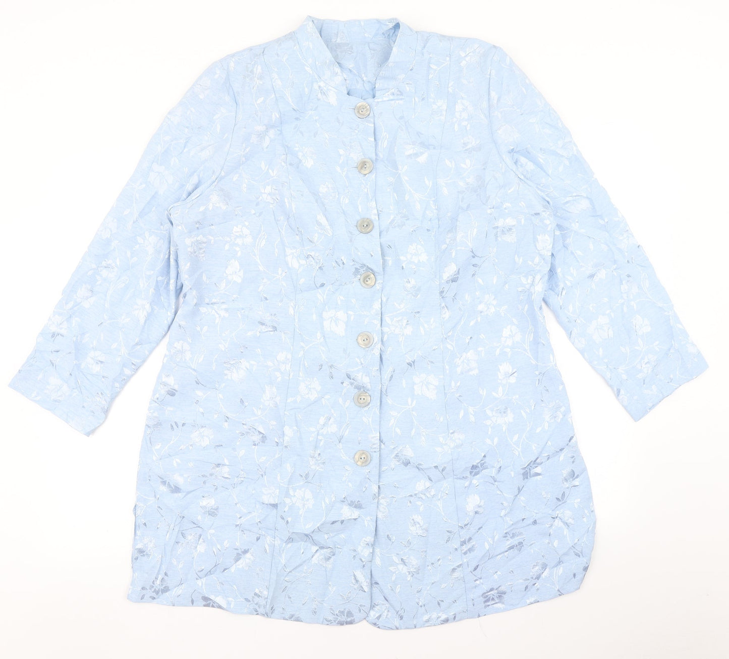 essence Womens Blue Floral  Jacket Blazer Size 16