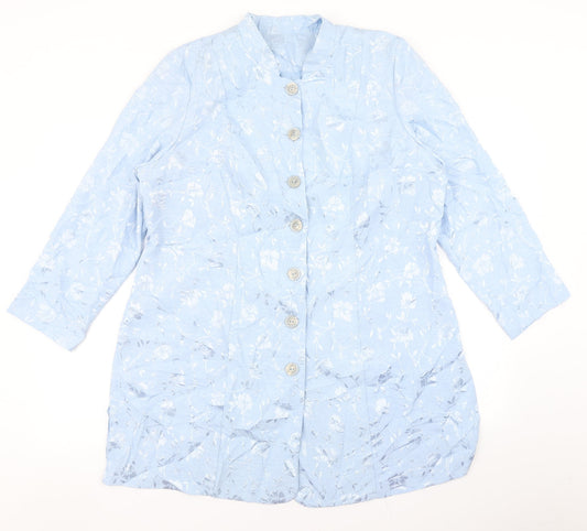 essence Womens Blue Floral  Jacket Blazer Size 16