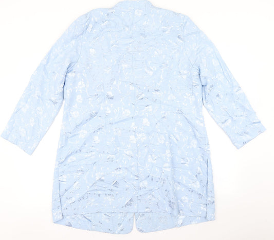 essence Womens Blue Floral  Jacket Blazer Size 16
