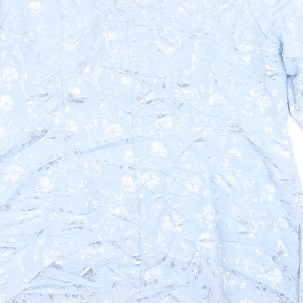 essence Womens Blue Floral  Jacket Blazer Size 16