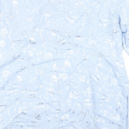 essence Womens Blue Floral  Jacket Blazer Size 16