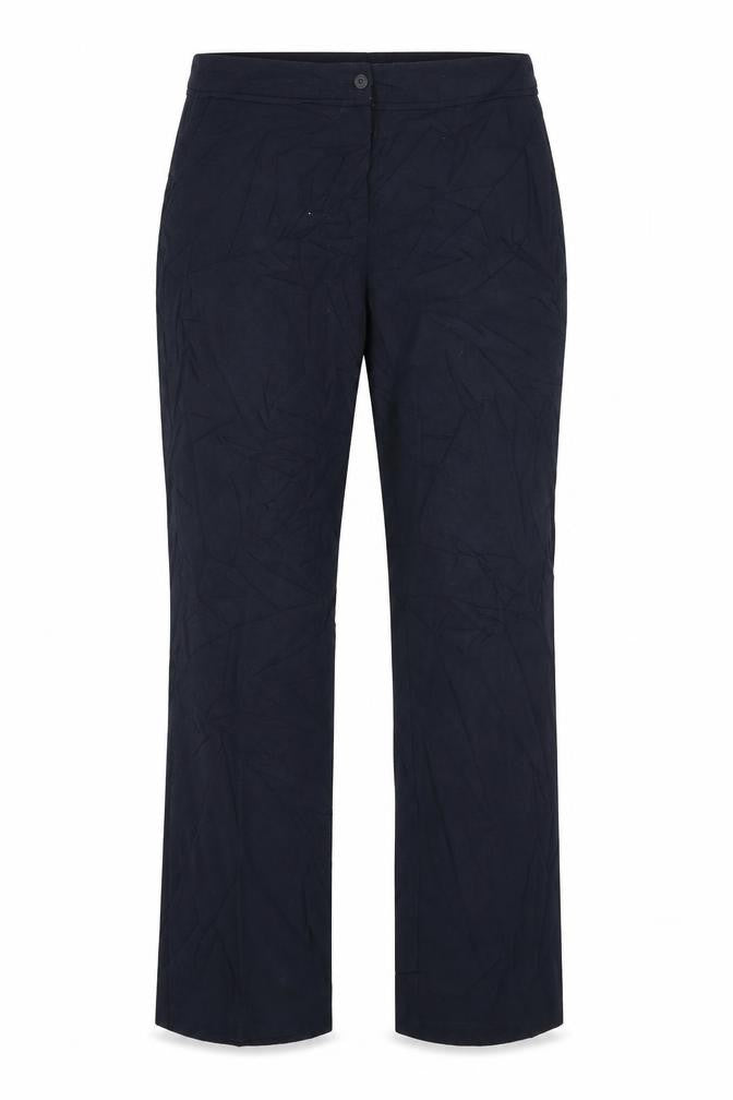 Front view of Marks & Spencer Collection women’s blue dress pants trousers, size UK 14, 29-inch leg