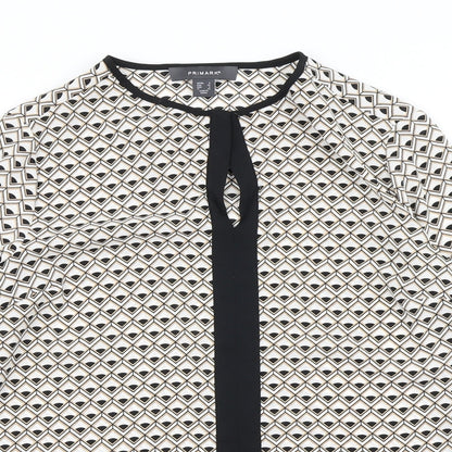 Primark Womens White Argyle/Diamond  Basic Blouse Size 8