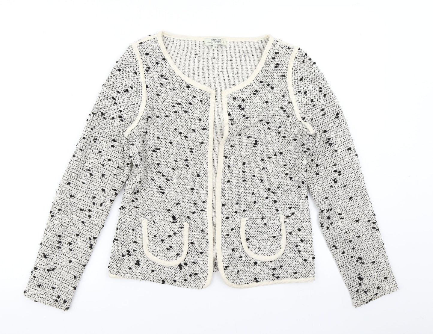 Papaya Womens Grey Polka Dot  Jacket Blazer Size 10