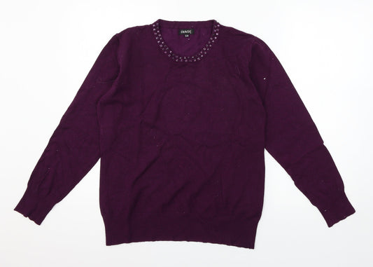 Womens UK Size S Image Purple Pullover Jumper
