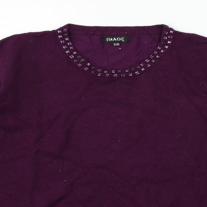 Womens UK Size S Image Purple Pullover Jumper