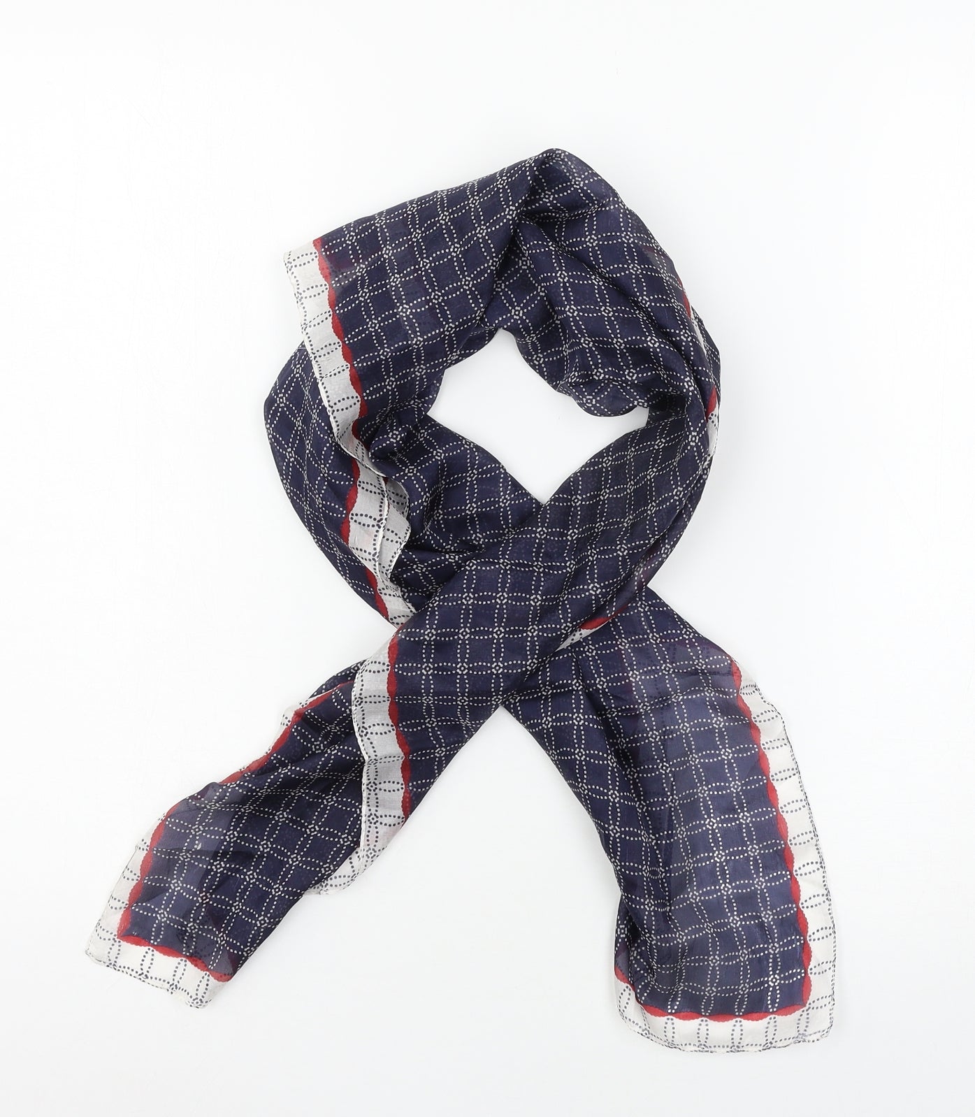 Preworn Womens Blue Geometric   Scarf