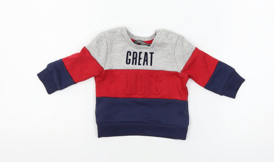Primark Baby Grey Striped Jersey Pullover Jumper Size 0-3 Months  - Great Vibes