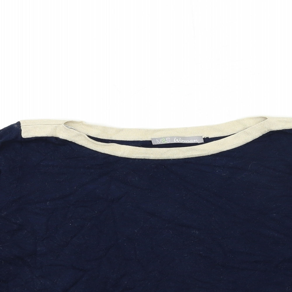 Womens UK Size 14 Marks and Spencer Blue Pullover Jumper