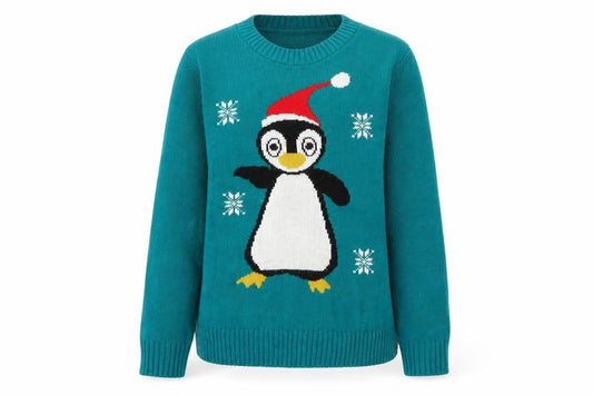 Front view of Pure & natural women’s green knit jumper, size S, - penguin