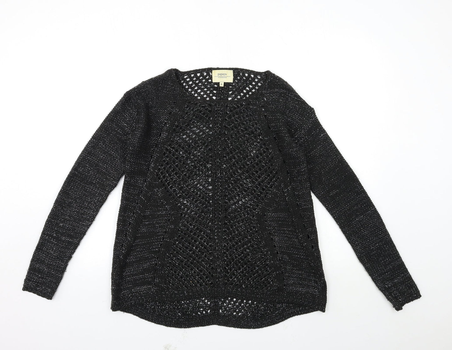 Womens UK Size 8 Papaya Black Pullover Jumper