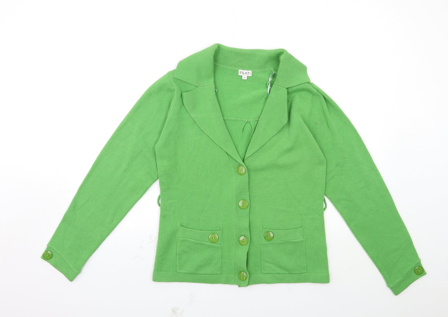 Womens UK Size M Filati Green Cardigan Jumper