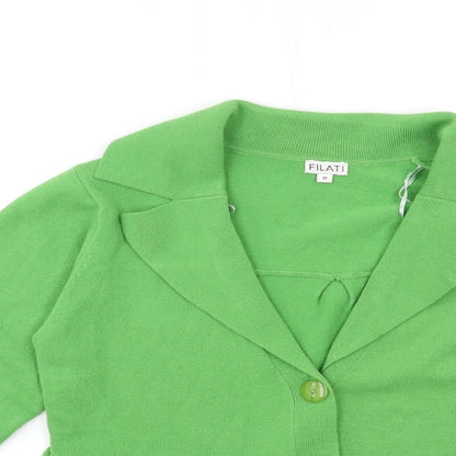 Womens UK Size M Filati Green Cardigan Jumper