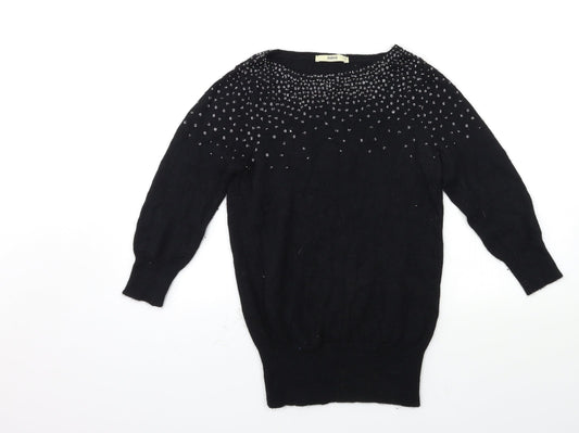 Womens UK Size XS Oasis Black Pullover Jumper