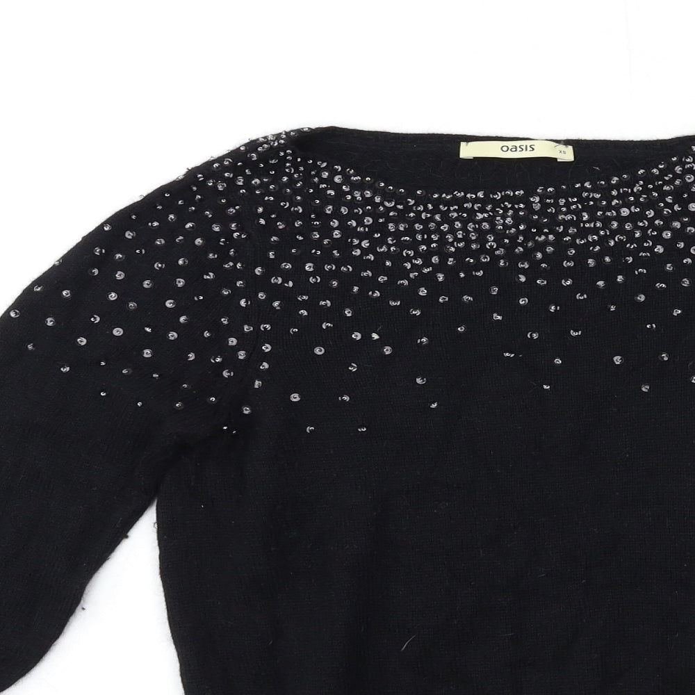 Womens UK Size XS Oasis Black Pullover Jumper