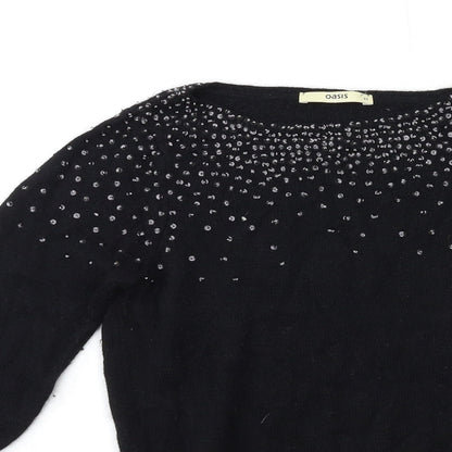Womens UK Size XS Oasis Black Pullover Jumper