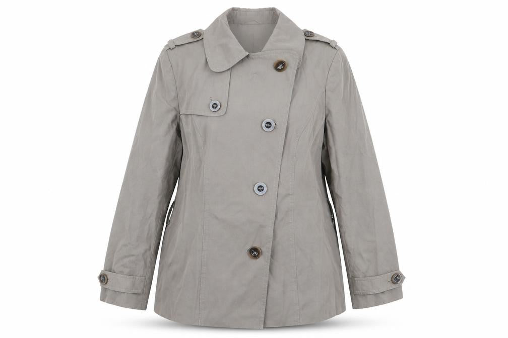 Front view of Debenhams women’s brown overcoat coat, size UK 14