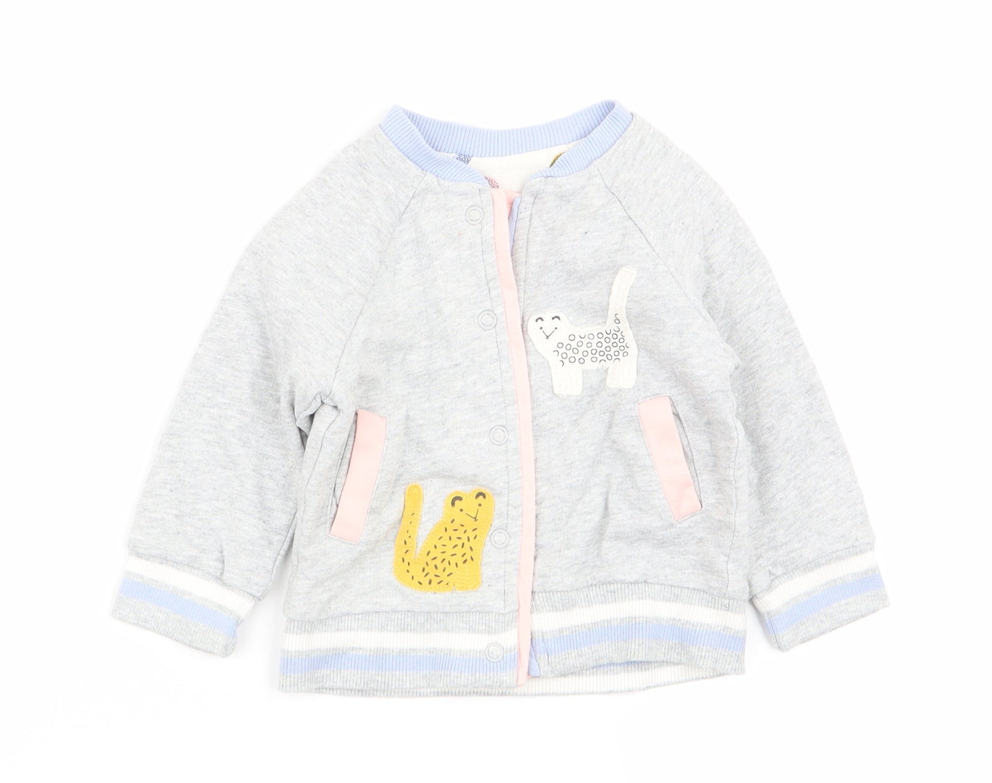 Mini Club Girls Grey Animal Print  Pullover Jumper Size 3-6 Months  - button up
