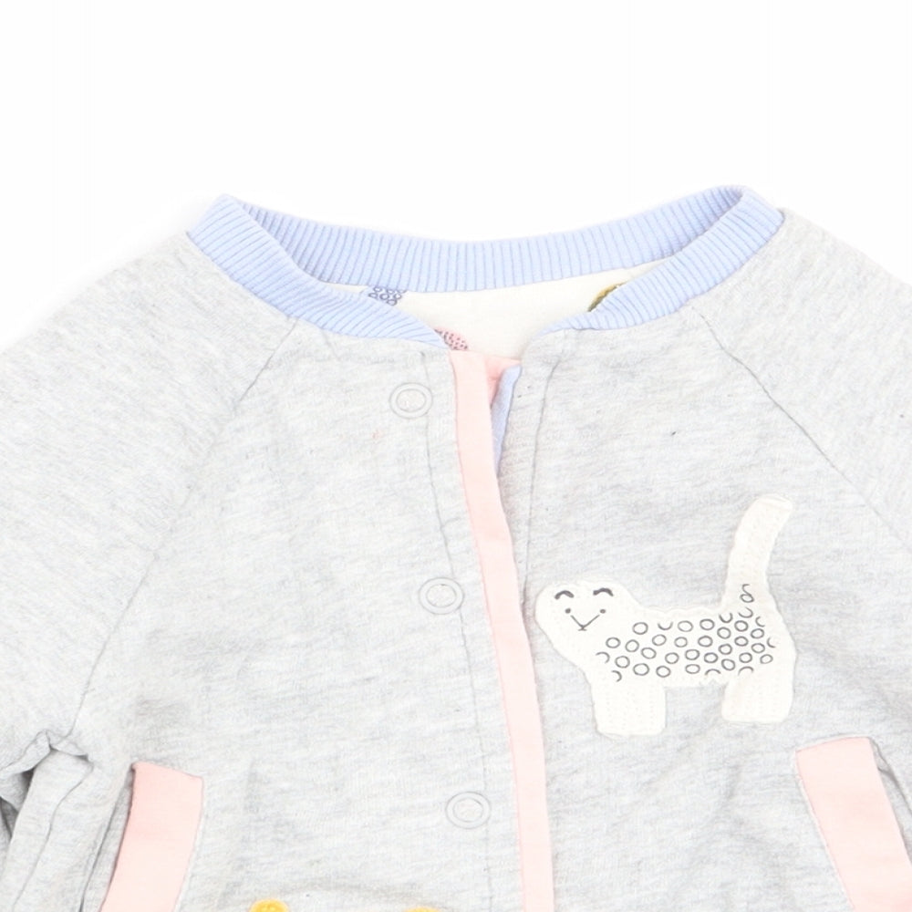 Mini Club Girls Grey Animal Print  Pullover Jumper Size 3-6 Months  - button up
