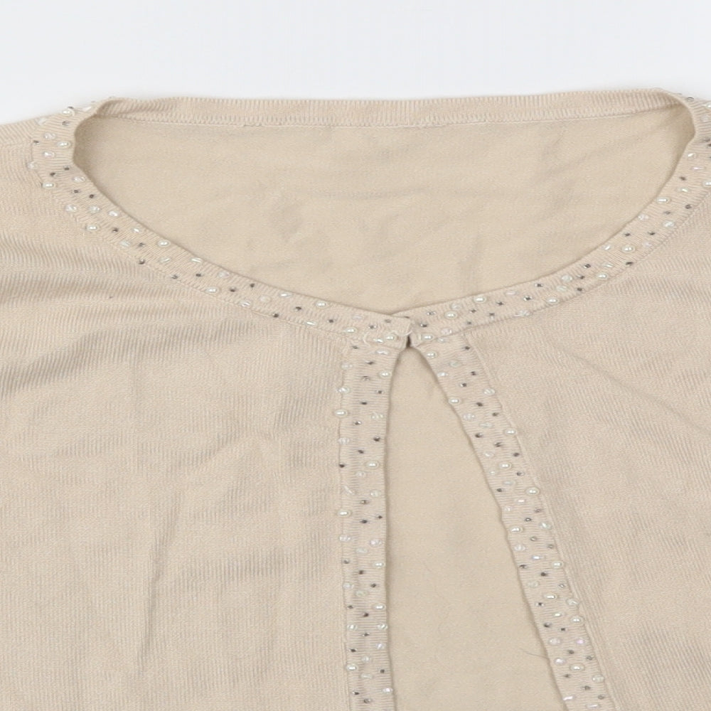 Womens UK Size M Preworn Beige Cardigan Jumper
