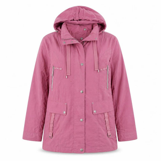 Front view of CMD women’s purple jacket coat, size UK 12