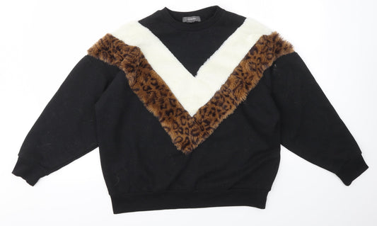 Primark Womens Black Animal Print  Pullover Jumper Size S