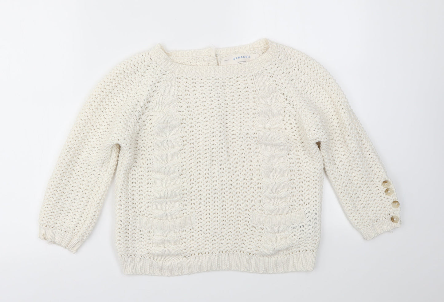 Womens UK Size S Zara Ivory Pullover Jumper