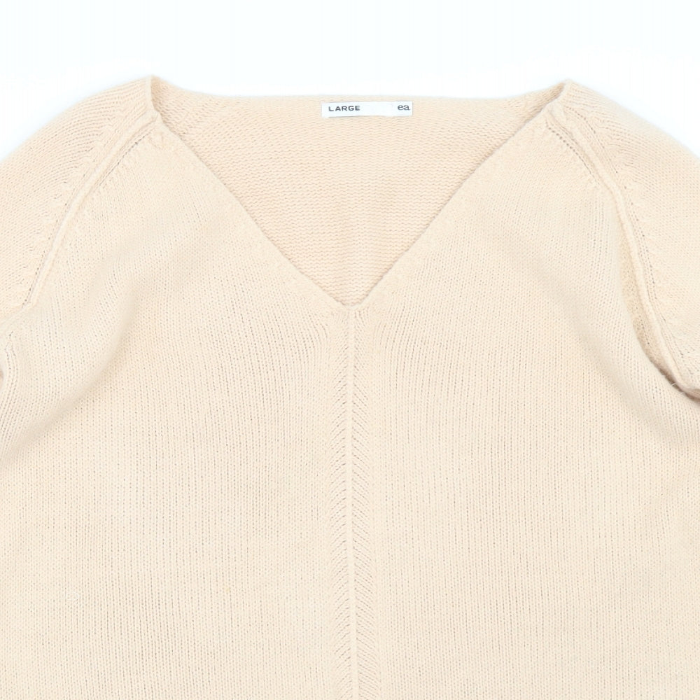 Womens UK Size L EA Beige Pullover Jumper