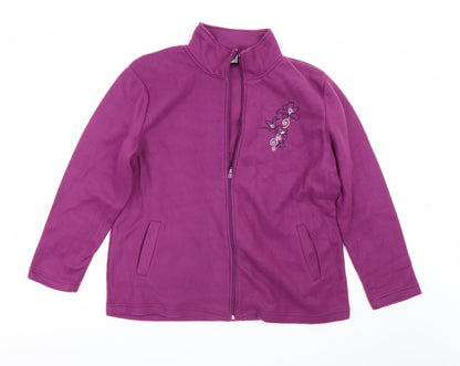 anne de lancay Womens Purple Floral  Full Zip Sweatshirt Size L