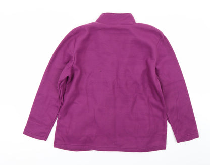 anne de lancay Womens Purple Floral  Full Zip Sweatshirt Size L