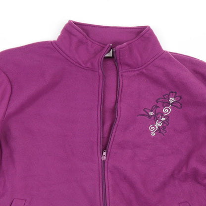 anne de lancay Womens Purple Floral  Full Zip Sweatshirt Size L