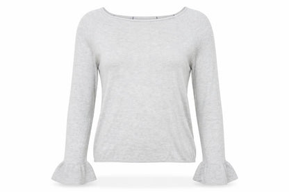 Front view of Marks & Spencer women’s grey cardigan jumper, size UK 6