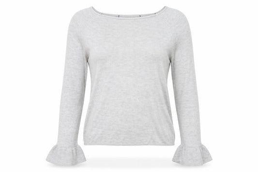 Front view of Marks & Spencer women’s grey cardigan jumper, size UK 6