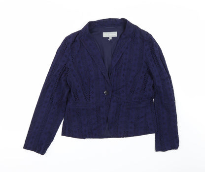 M&S Womens Blue Floral  Jacket Suit Size 12