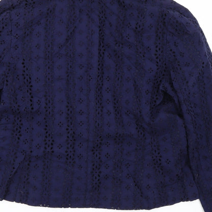 M&S Womens Blue Floral  Jacket Suit Size 12