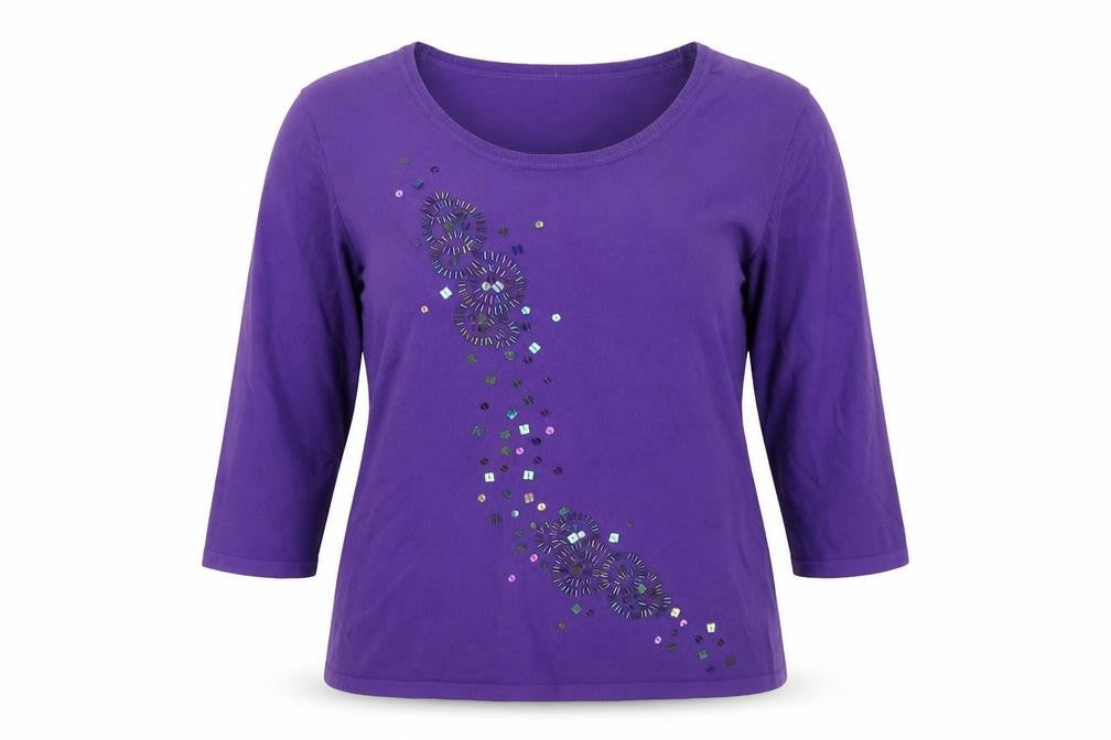 Womens UK Size L Signature Purple Basic T-Shirt