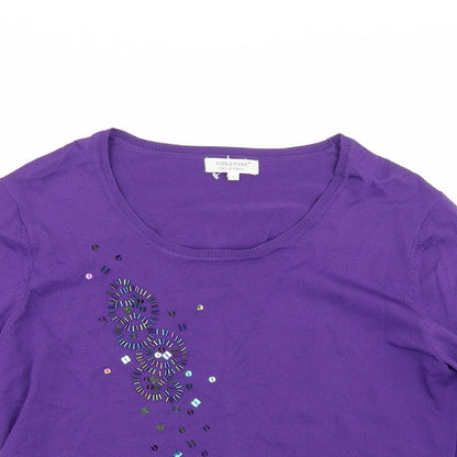 Womens UK Size L Signature Purple Basic T-Shirt