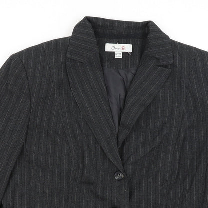 Oscar B Womens Grey Striped  Jacket Blazer Size 18