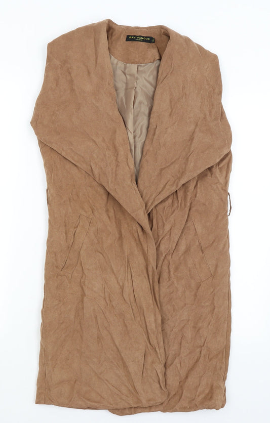 Womens UK Size 10 Ravi Famous Brown Vest Jumper