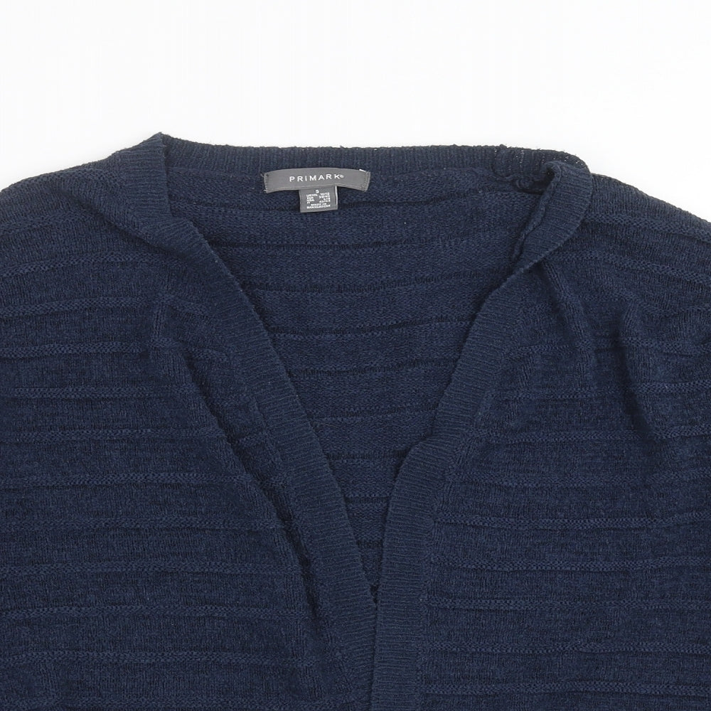 Primark Womens Blue Striped Knit Cardigan Jumper Size S