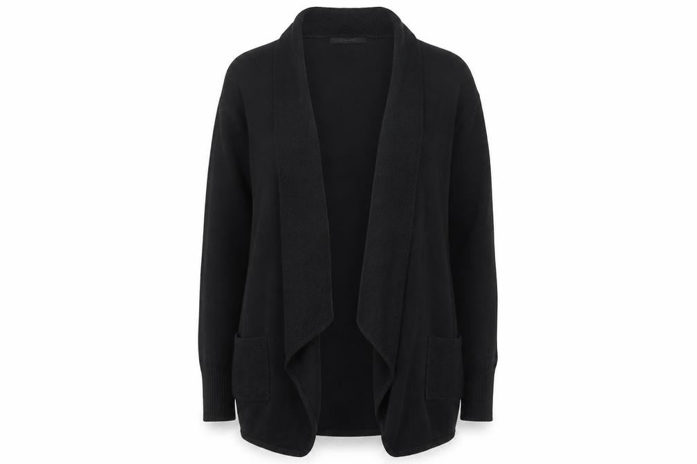 Front view of George women’s black knit cardigan jumper, size UK 10
