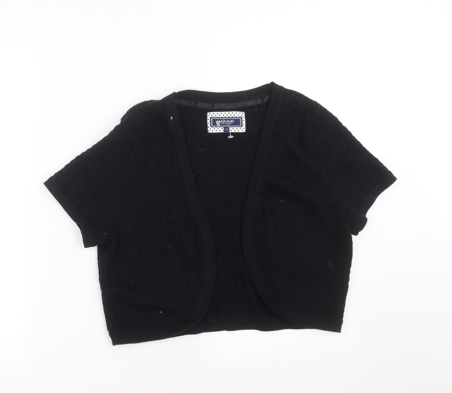 Womens UK Size 12 Maine New England Black Shrug Jumper