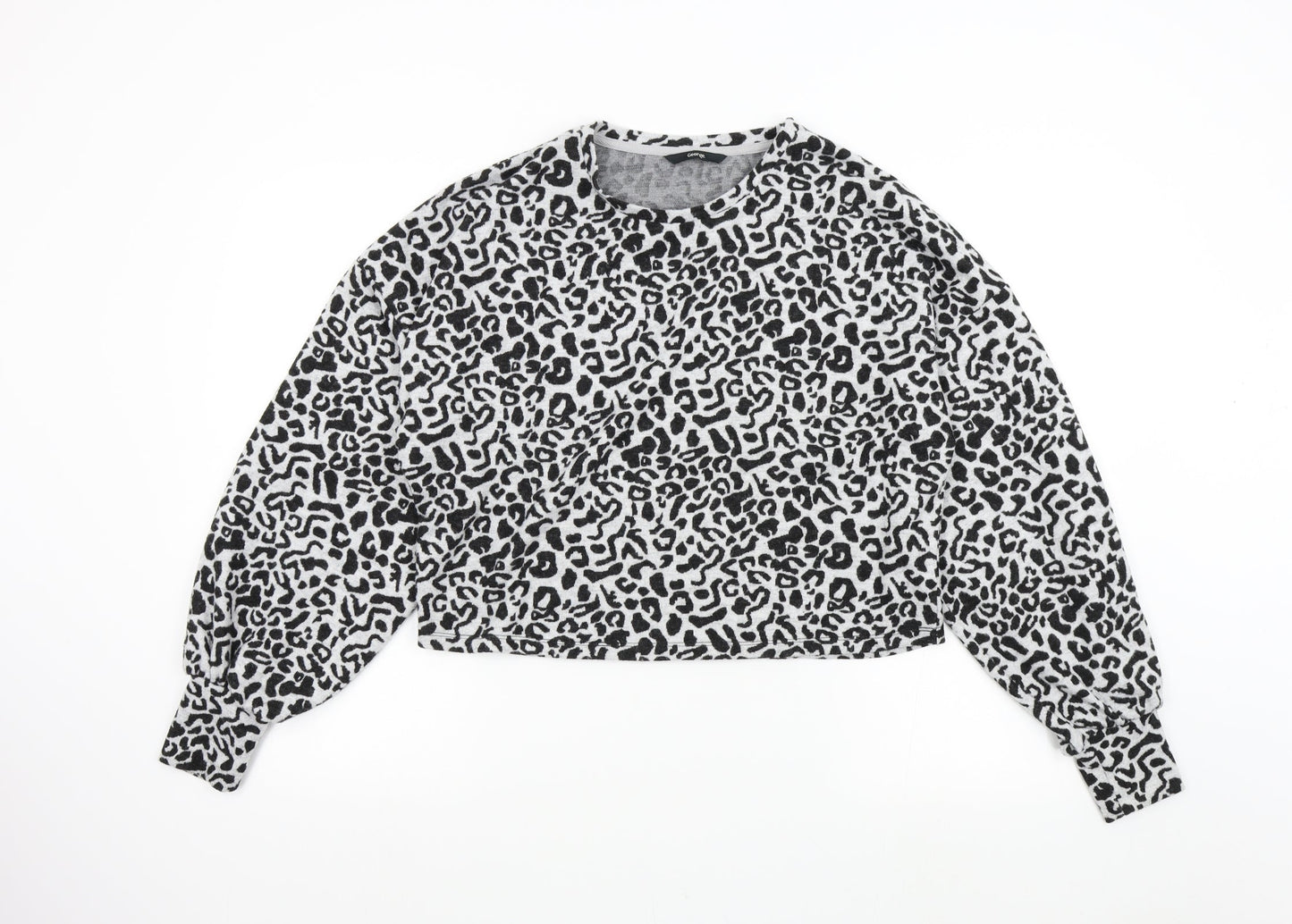 George Womens Grey Animal Print  Pullover Jumper Size S
