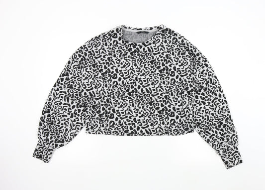George Womens Grey Animal Print  Pullover Jumper Size S