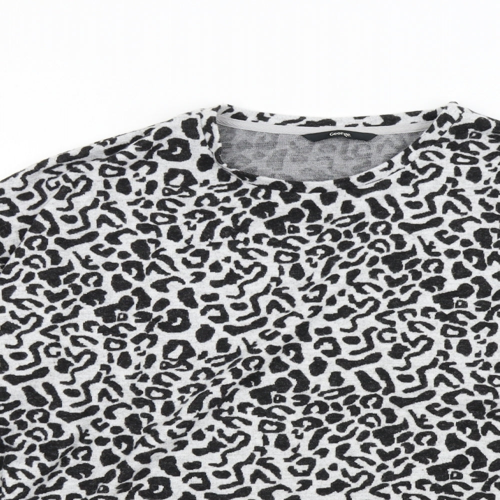 George Womens Grey Animal Print  Pullover Jumper Size S