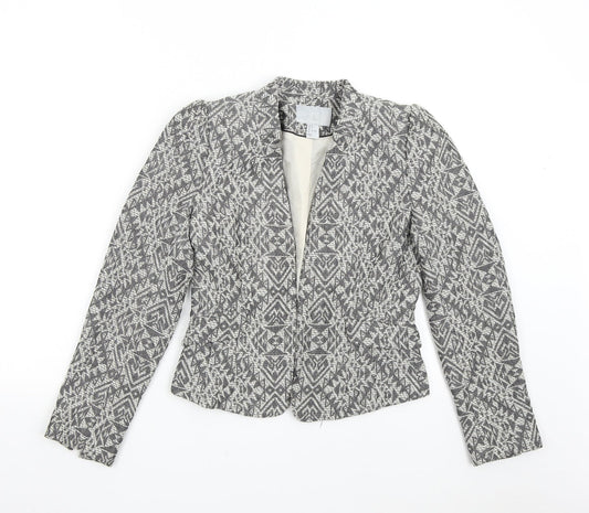 H&M Womens Grey Geometric  Jacket Blazer Size 8