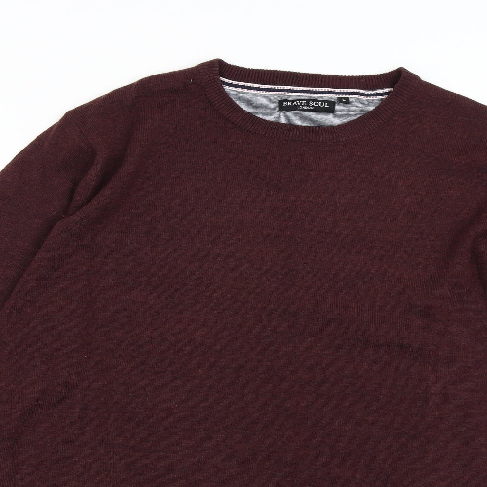 Brave Soul Mens Red  Knit Pullover Jumper Size L