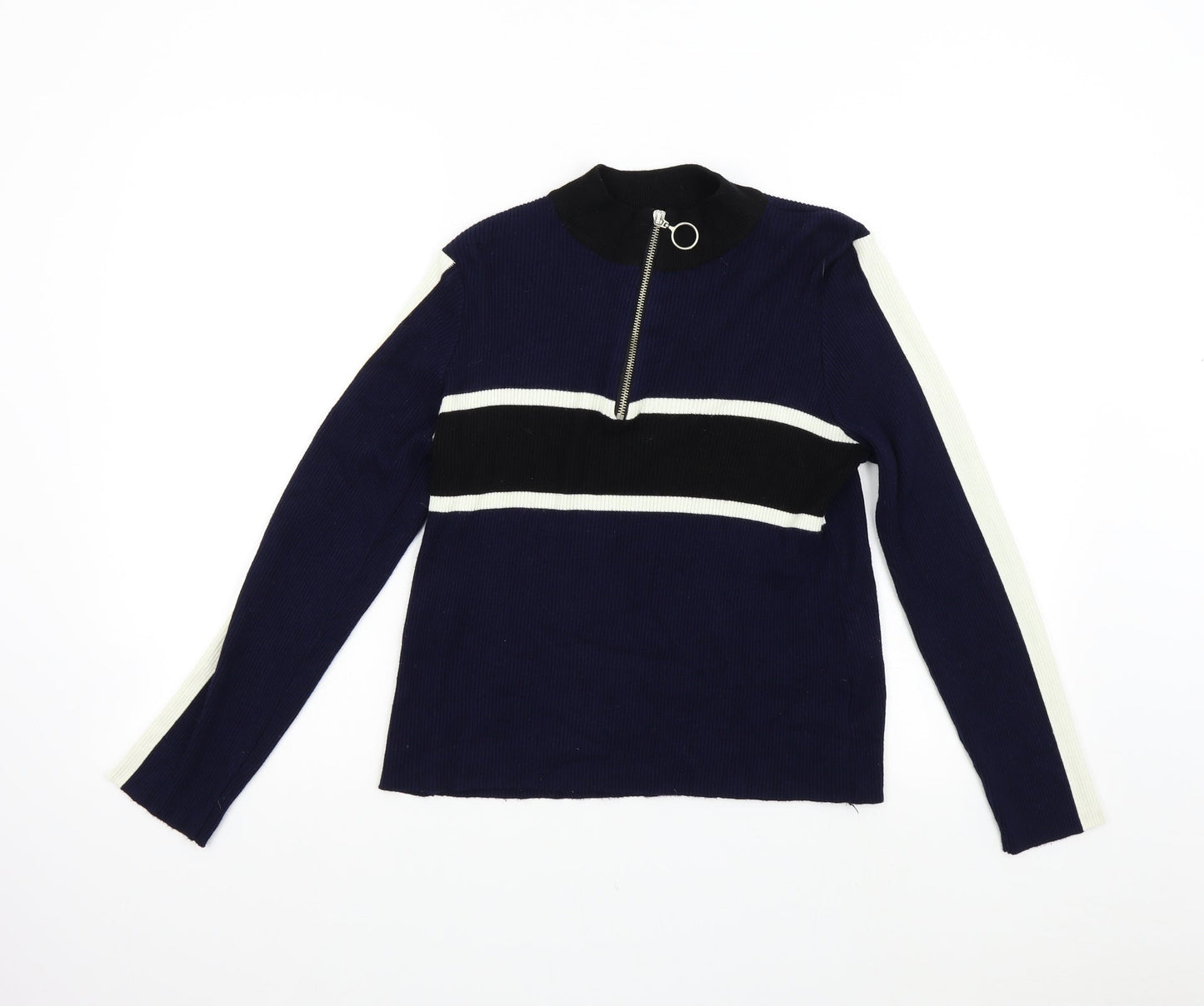 Womens UK Size L Cooperative Blue Henley Jumper